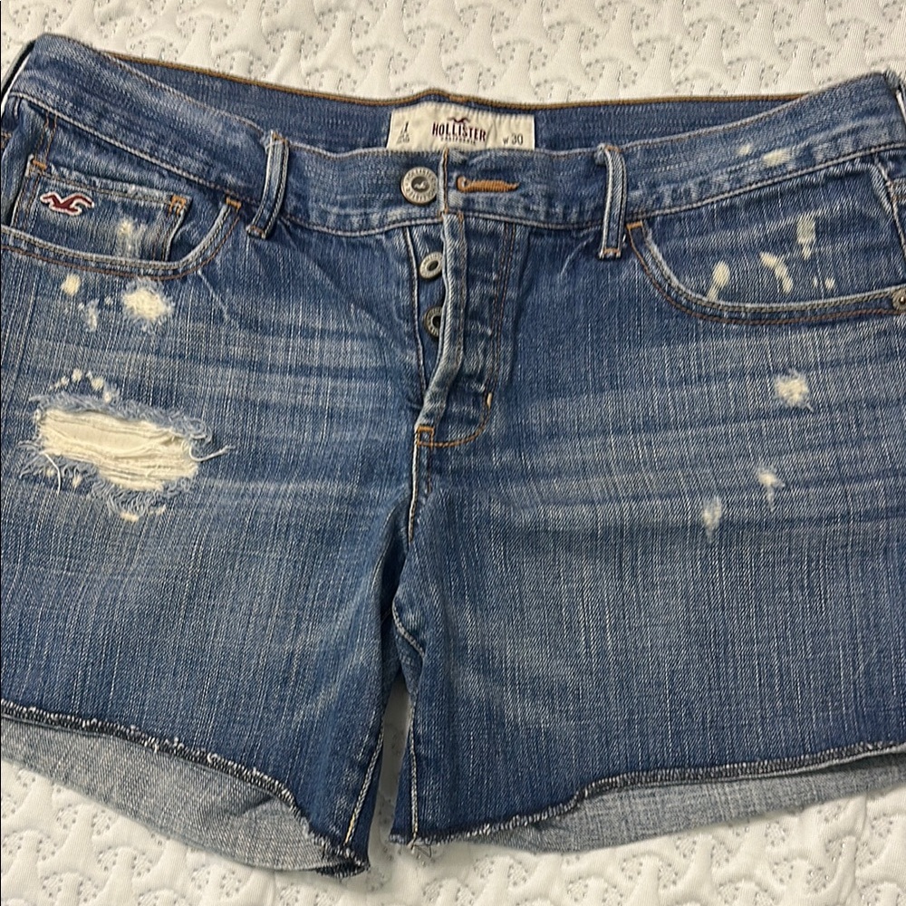 Hollister Blue Jean Shorts Distressed Cut-Off